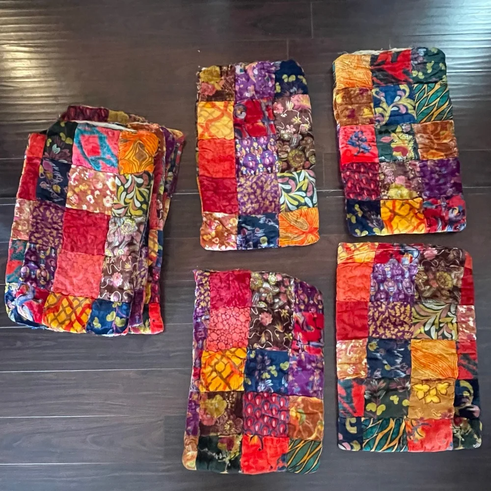 Lot of 10 Vintage 60s Patchwork Velvet Pillow Shams India Boho Handmade